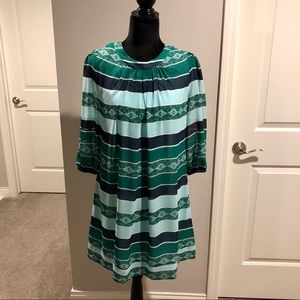 Eva Mendes Blue and Green Sabrina Dress - Like New